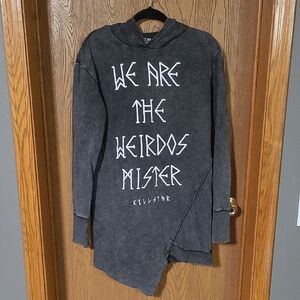 Killstar Charcoal Asymmetrical Long Hoodie